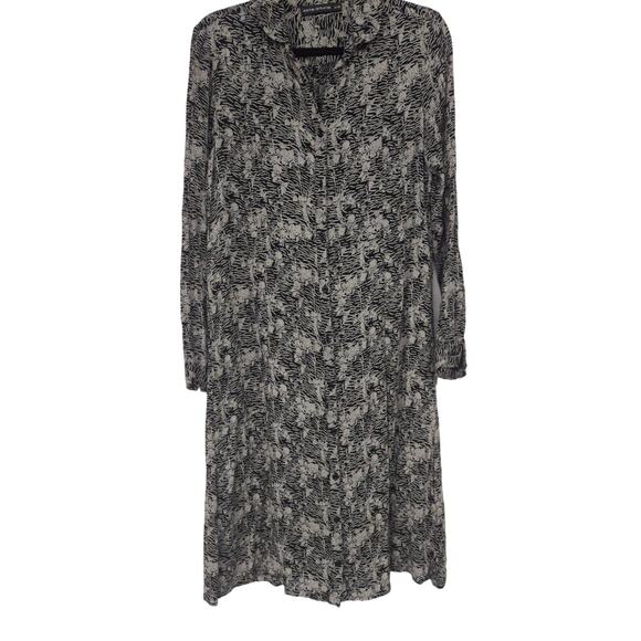 Antik batik s/38 black vitori shirt dress unique print printed black gray - Picture 1 of 7
